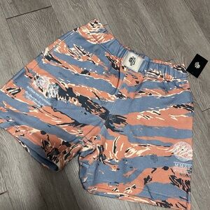 Darc Sport Blue & Orange Camouflage Athletic Shorts